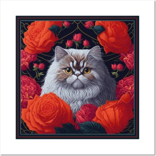 Persian cat. Style vector (red version Persian cat) Posters and Art